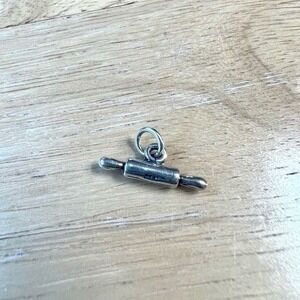 Sterling Silver 925 Rolling Pin Charm Pendant Bakery
